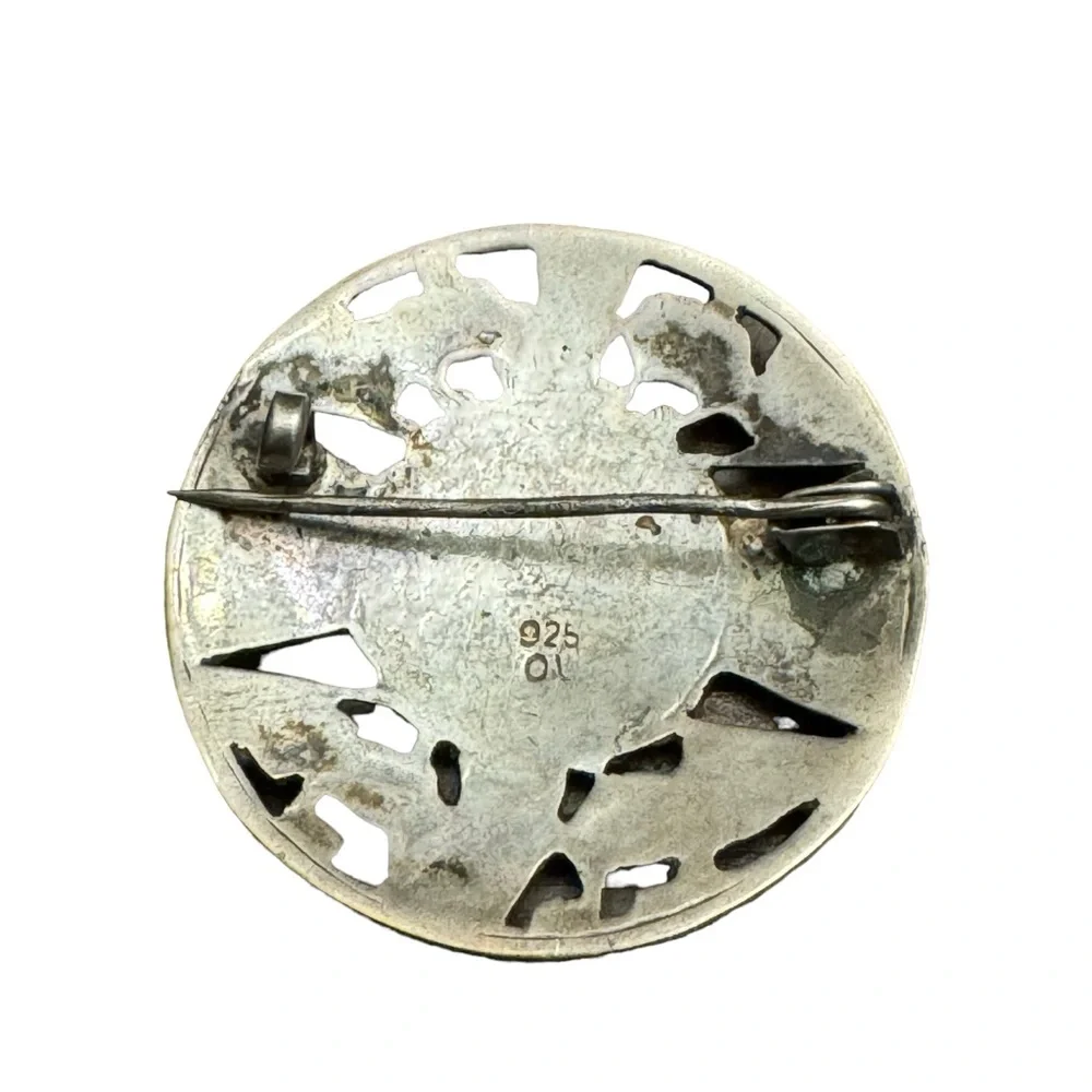Vintage South American Brooch Pin Sterling Silver 925 Cat Motif